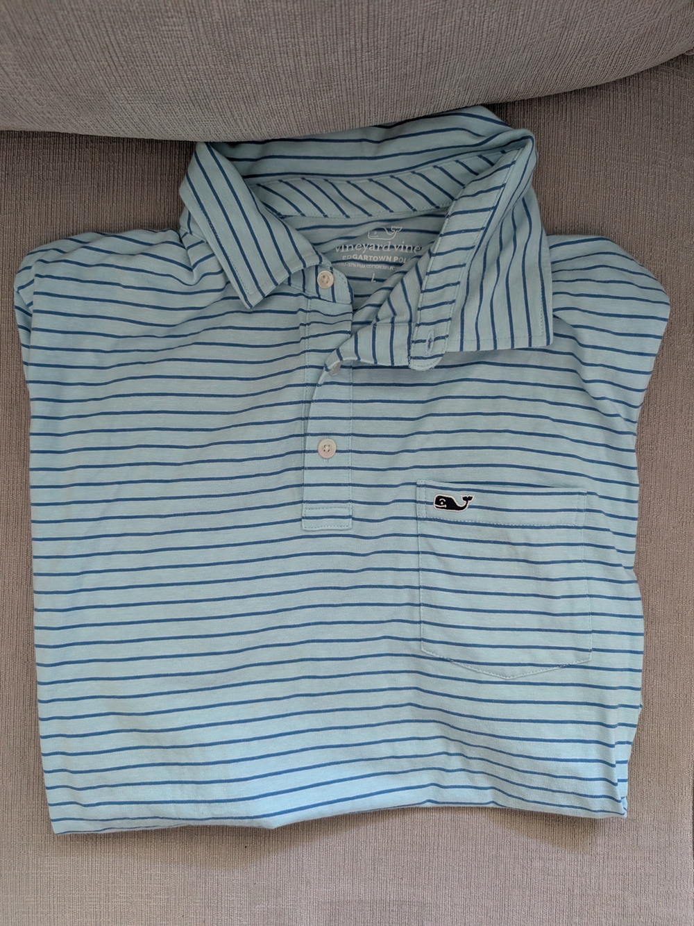 Vineyard Vines Light Blue and Navy Striped Men's Polo